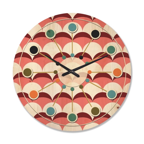 Designart 'Retro Geometrical Design V' Mid-Century Modern Wood Wall Clock