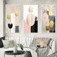 thumbnail image 1 of Designart "Retro Geometry Pink Gold Full Moon Bloom VIII" Modern Geometric Framed Wall Art Set Of 3 - Pink Abstract Frame Gallery Wall Set For Home Decor, 1 of 7