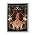 thumbnail image 1 of Designart 'Retro Girl In Golden Art Deco Geometrics I' Modern Framed Art Print, 1 of 4