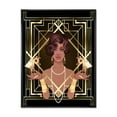 thumbnail image 1 of Designart 'Retro Girl In Golden Art Deco Geometrics I' Modern Framed Canvas Wall Art Print, 1 of 5