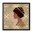 thumbnail image 1 of Designart 'Retro Girl In Golden Art Deco Geometrics II' Modern Framed Art Print, 1 of 4