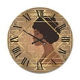 thumbnail image 1 of Designart 'Retro Girl In Golden Art Deco Geometrics II' Modern Wood Wall Clock, 1 of 5