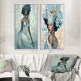 thumbnail image 1 of Designart "Retro Glam Beauty Gorgeous African American VII" African American Woman Framed Wall Art Set Of 2 - Glam Blue Gallery Wall Frame Set For Home Decor, 1 of 6