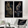 thumbnail image 1 of Designart "Retro Glamorous Gold Cat II" Animals Cat Wall Art Set Of 2 - Children's Art Blue Gallery Set For Office Decor, 1 of 6