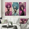 thumbnail image 1 of Designart "Retro Glamour African American Beauty III" African American Woman Wall Art Set Of 3 - Woman African American Pink Canvas Set For Living Room Decor, 1 of 6