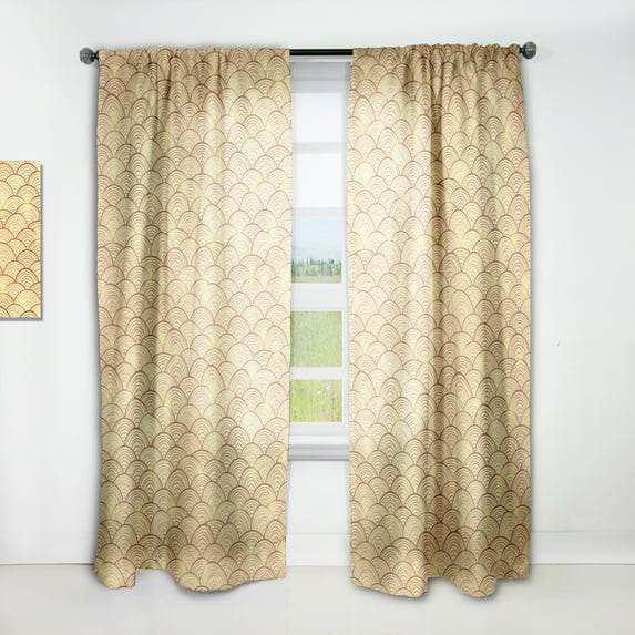 Designart 'Retro Golden Clouds In The Sky' Mid-Century Modern Curtain Panel