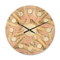 thumbnail image 1 of Designart 'Retro Golden Foliage IV' Mid-Century Modern Wood Wall Clock, 1 of 5