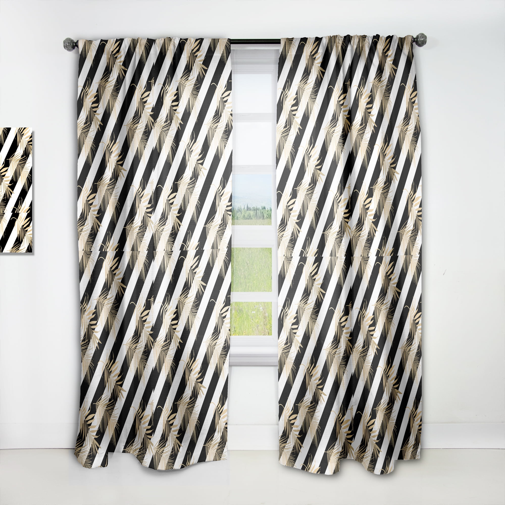 Designart 'Retro Golden Foliage VII' Mid-Century Modern Curtain Panel