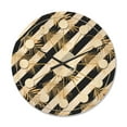 thumbnail image 1 of Designart 'Retro Golden Foliage VII' Mid-Century Modern Wood Wall Clock, 1 of 5