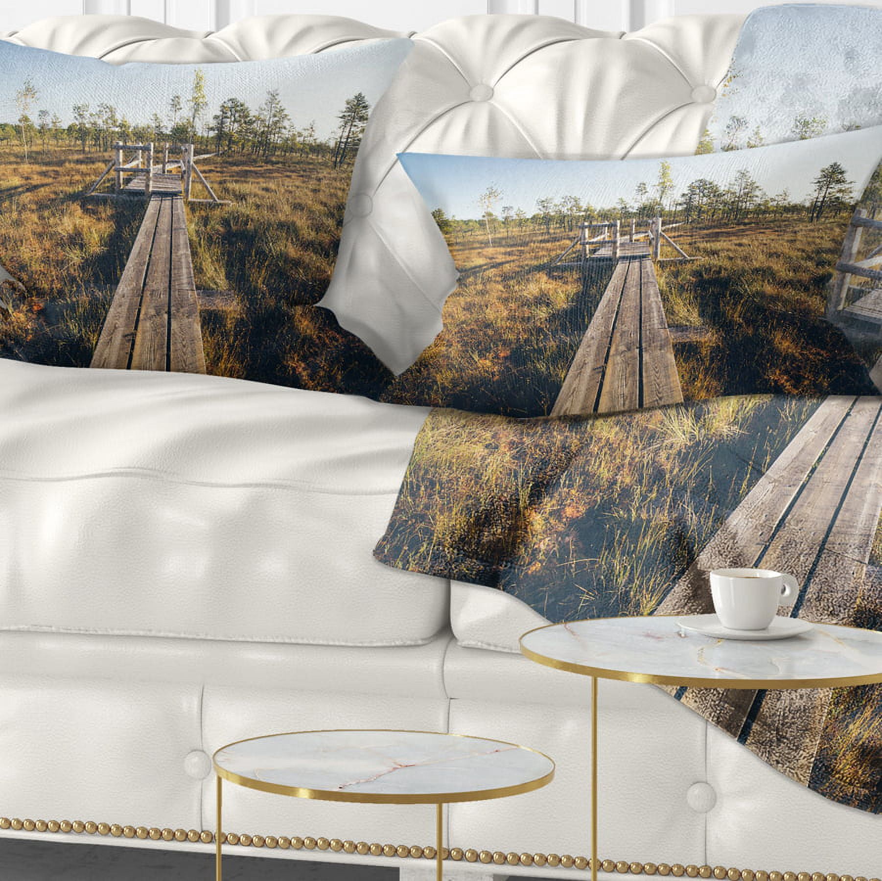 Designart Retro Grainy Film Look Footpath - Landscape Printed Throw Pillow - 12x20