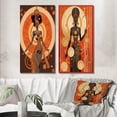 thumbnail image 1 of Designart "Retro Graphic African Goddess in Earth Tones IV" African American Woman Wall Art Set Of 2 - Glam Brown Canvas Set For Living Room Decor, 1 of 6