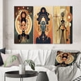 thumbnail image 1 of Designart "Retro Graphic Representation of an African Goddess" African American Woman Wall Art Set Of 3 - Woman African American Yellow Canvas Set For Living Room Decor, 1 of 6