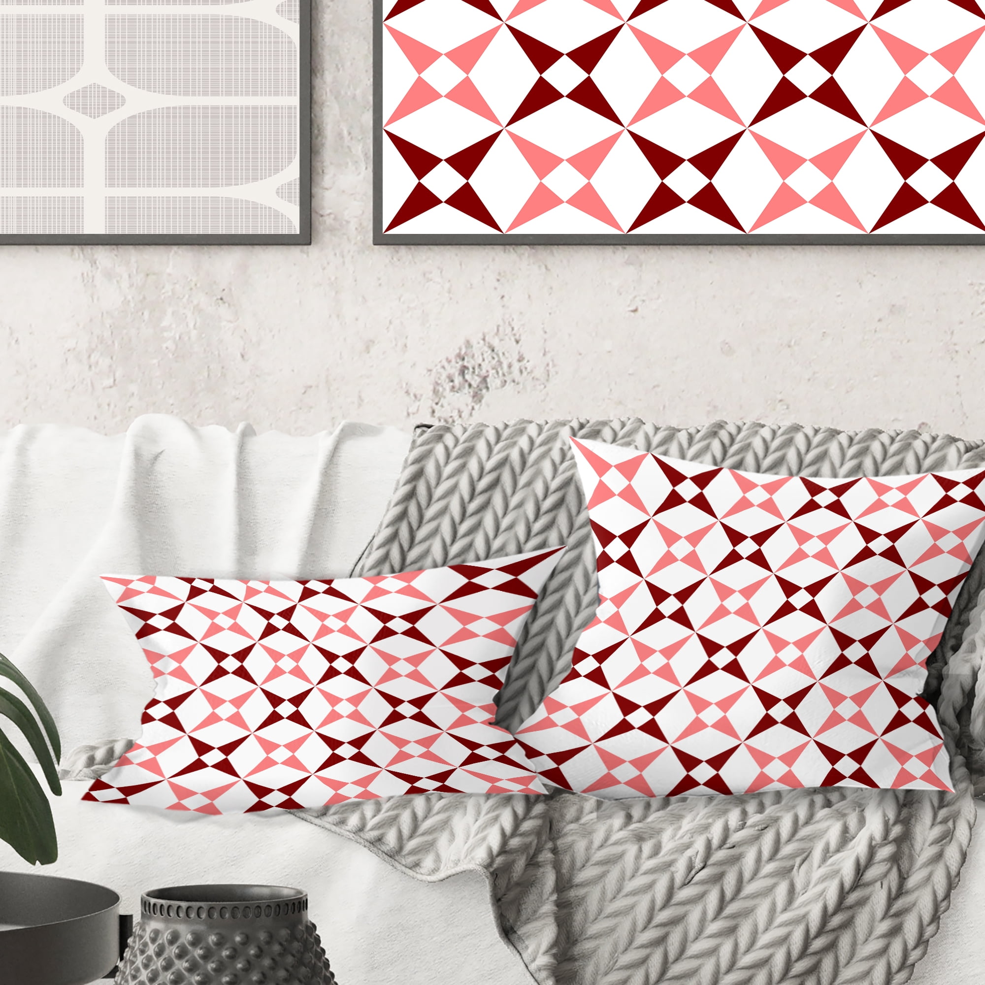 Designart Retro Grid Pattern I' Mid-Century Modern Throw Pillow - 16x16