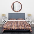 thumbnail image 1 of Designart 'Retro Grid in Orange' Mid-Century Modern Duvet Cover Set, 1 of 4