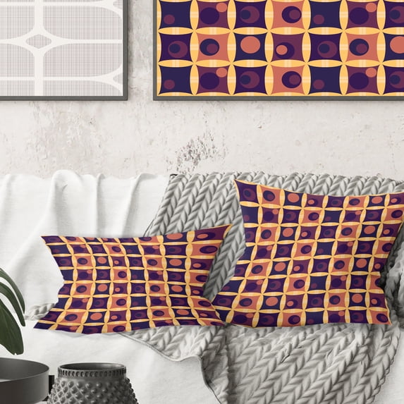 Designart Retro Grid in Orange' Mid-Century Modern Throw Pillow - 16x16