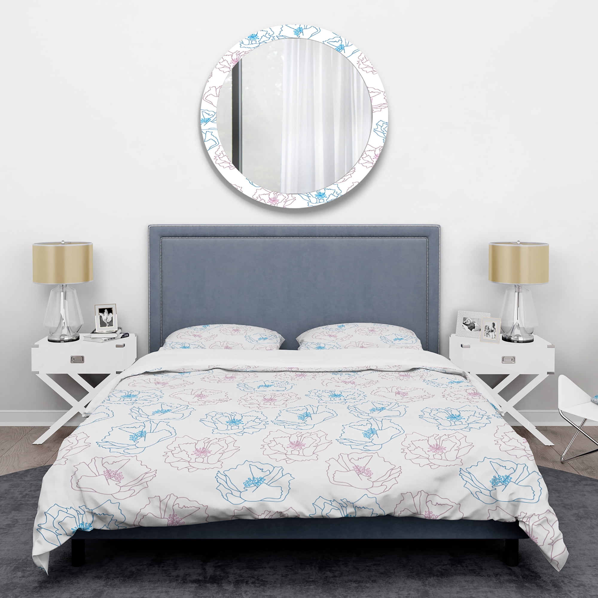 Designart 'Retro Handdrawn Poppies I' Mid-Century Modern Duvet Cover Set