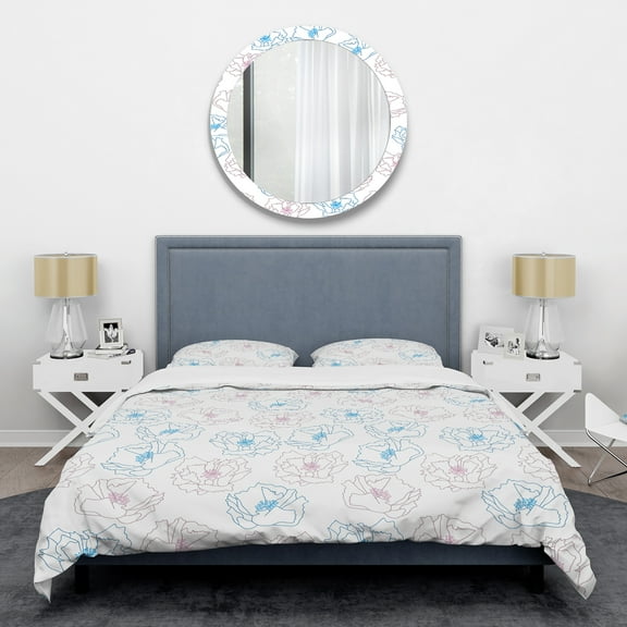 Designart 'Retro Handdrawn Poppies I' Mid-Century Modern Duvet Cover Set