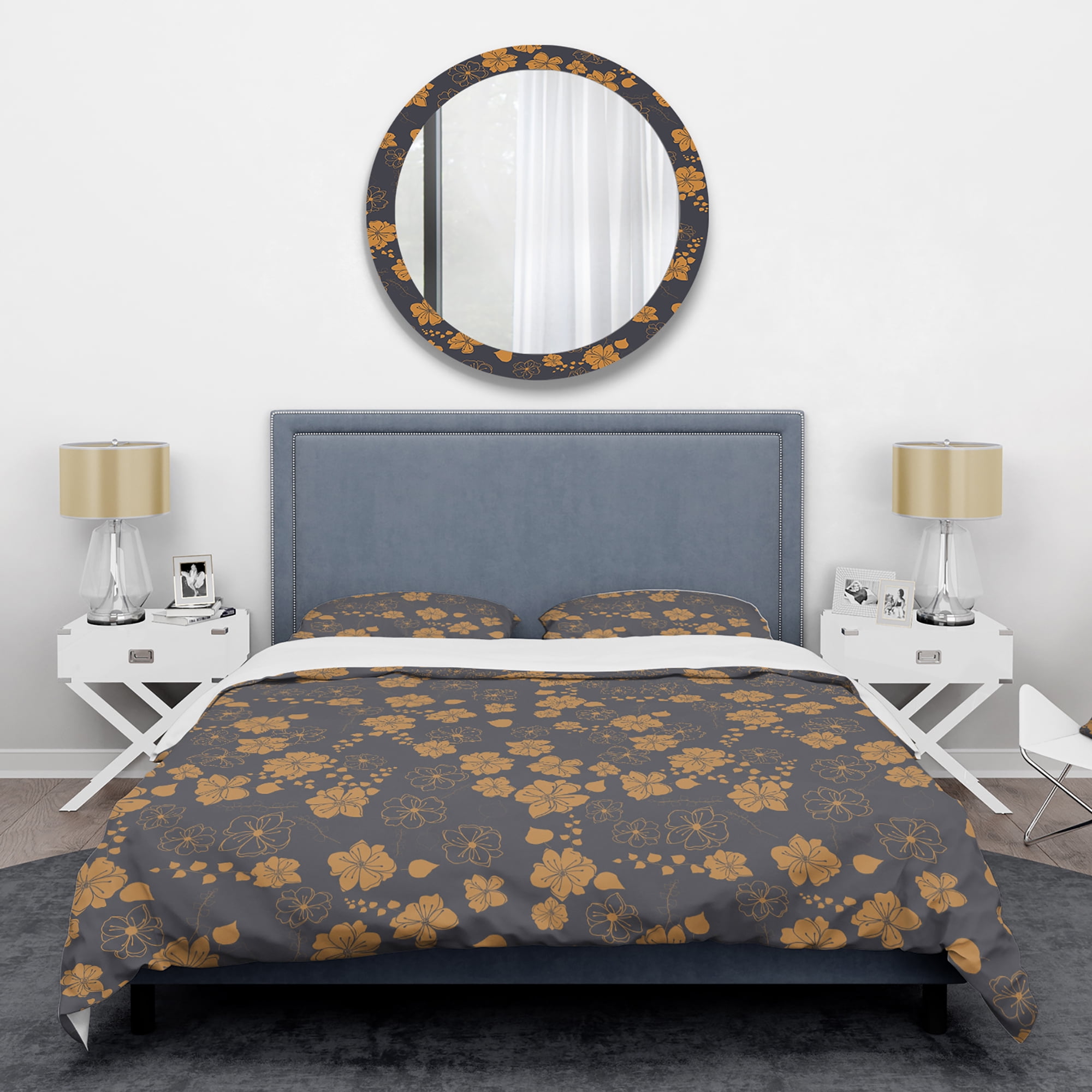 Designart 'Retro Handdrawn Poppies II' Mid-Century Modern Duvet Cover Set