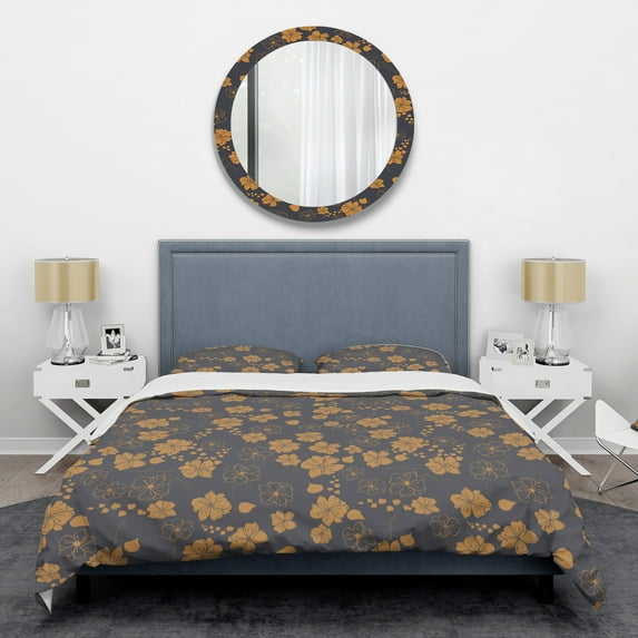 Designart 'Retro Handdrawn Poppies II' Mid-Century Modern Duvet Cover Set