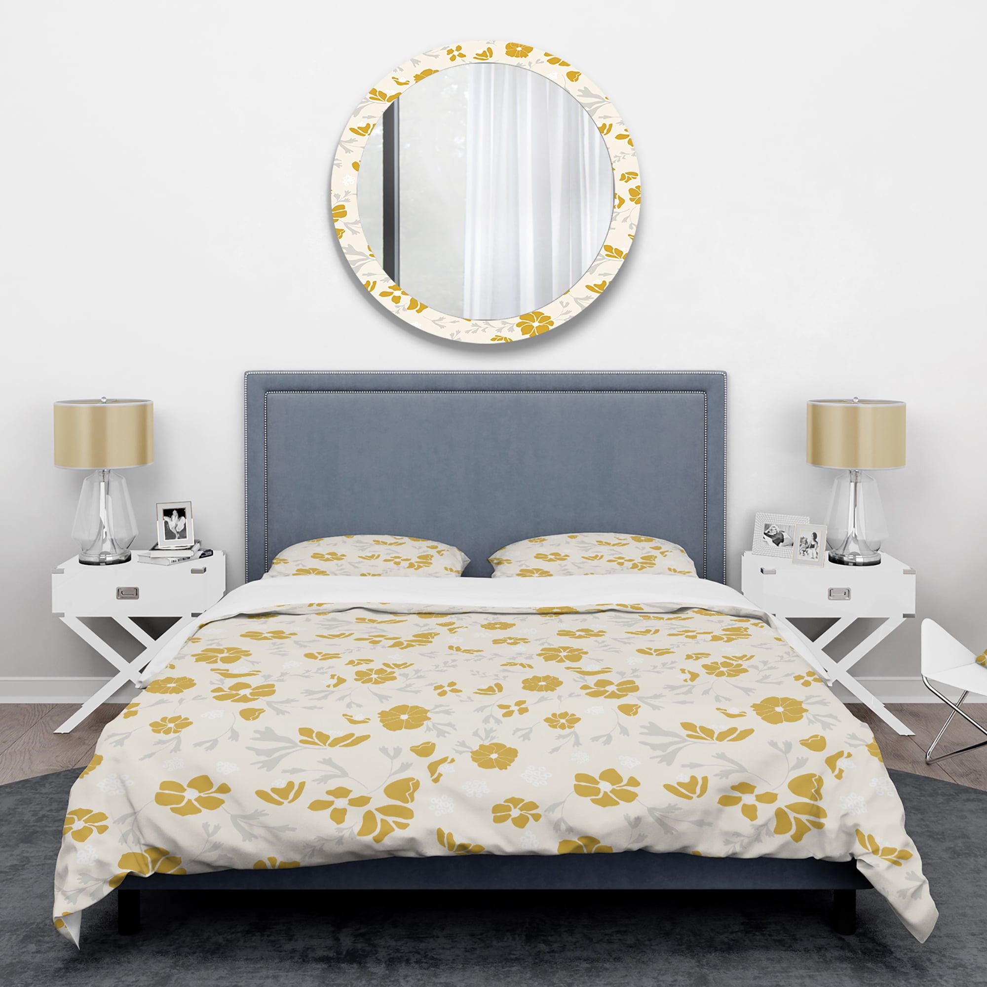 Designart 'Retro Handdrawn Poppies III' Mid-Century Modern Duvet Cover Set