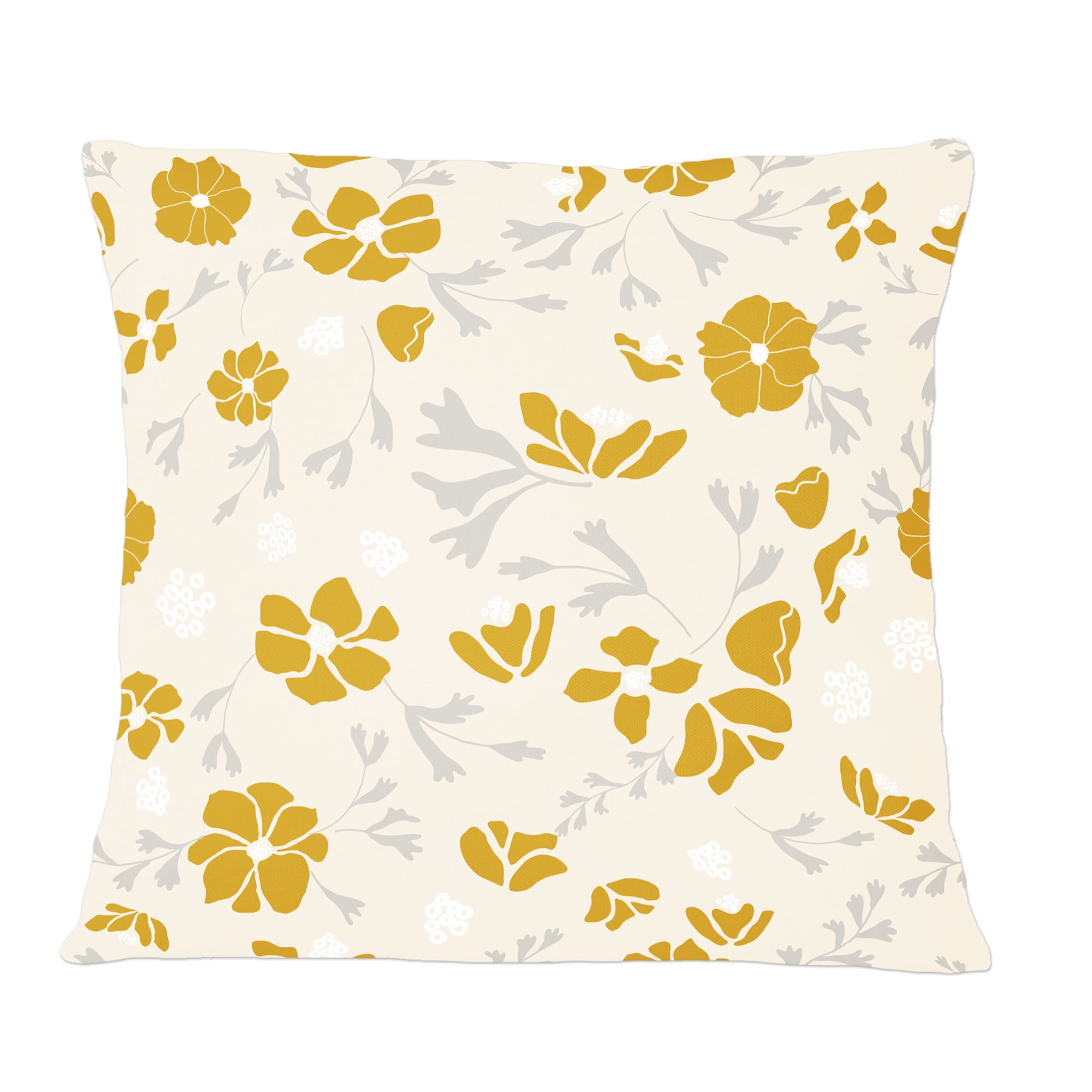 Designart Retro Handdrawn Poppies III' Mid-Century Modern Throw Pillow - 12x20