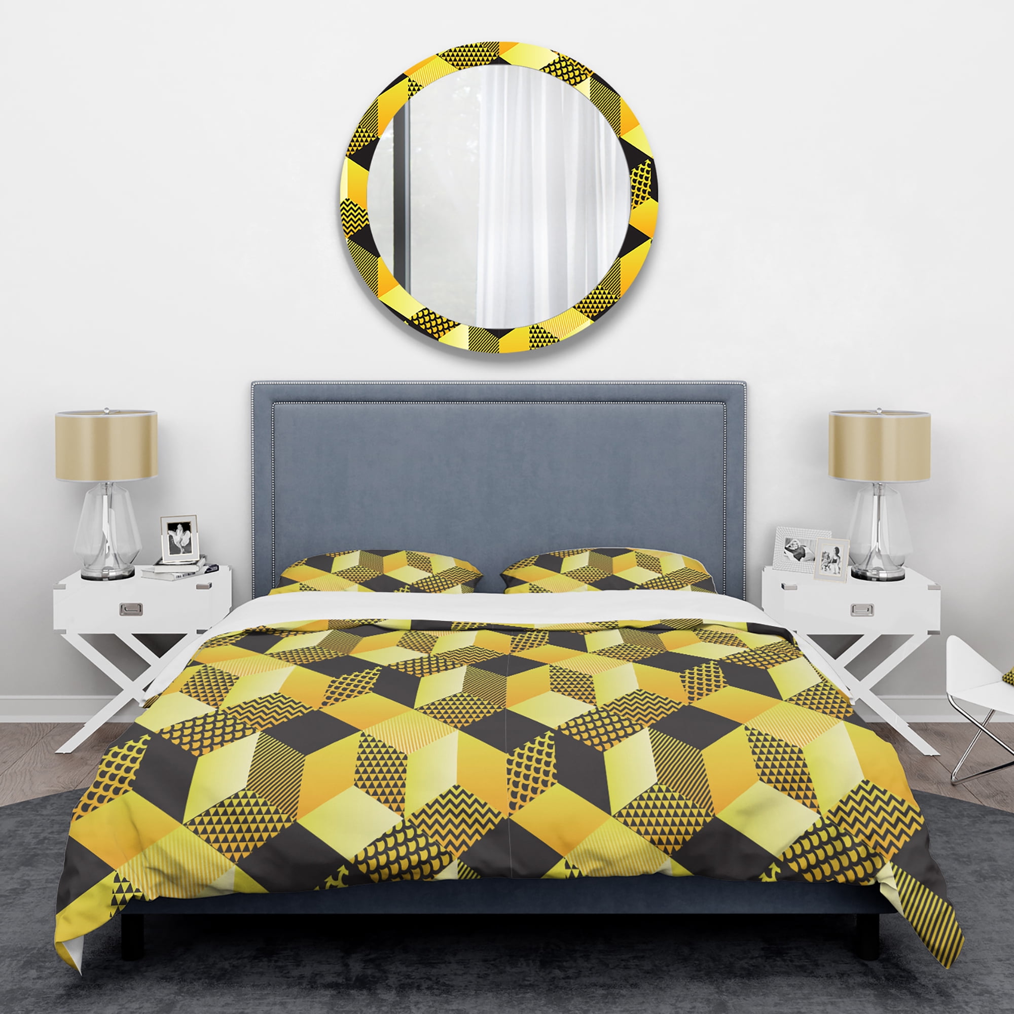 Designart 'Retro Hexagon Pattern II' Mid-Century Modern Duvet Cover Set