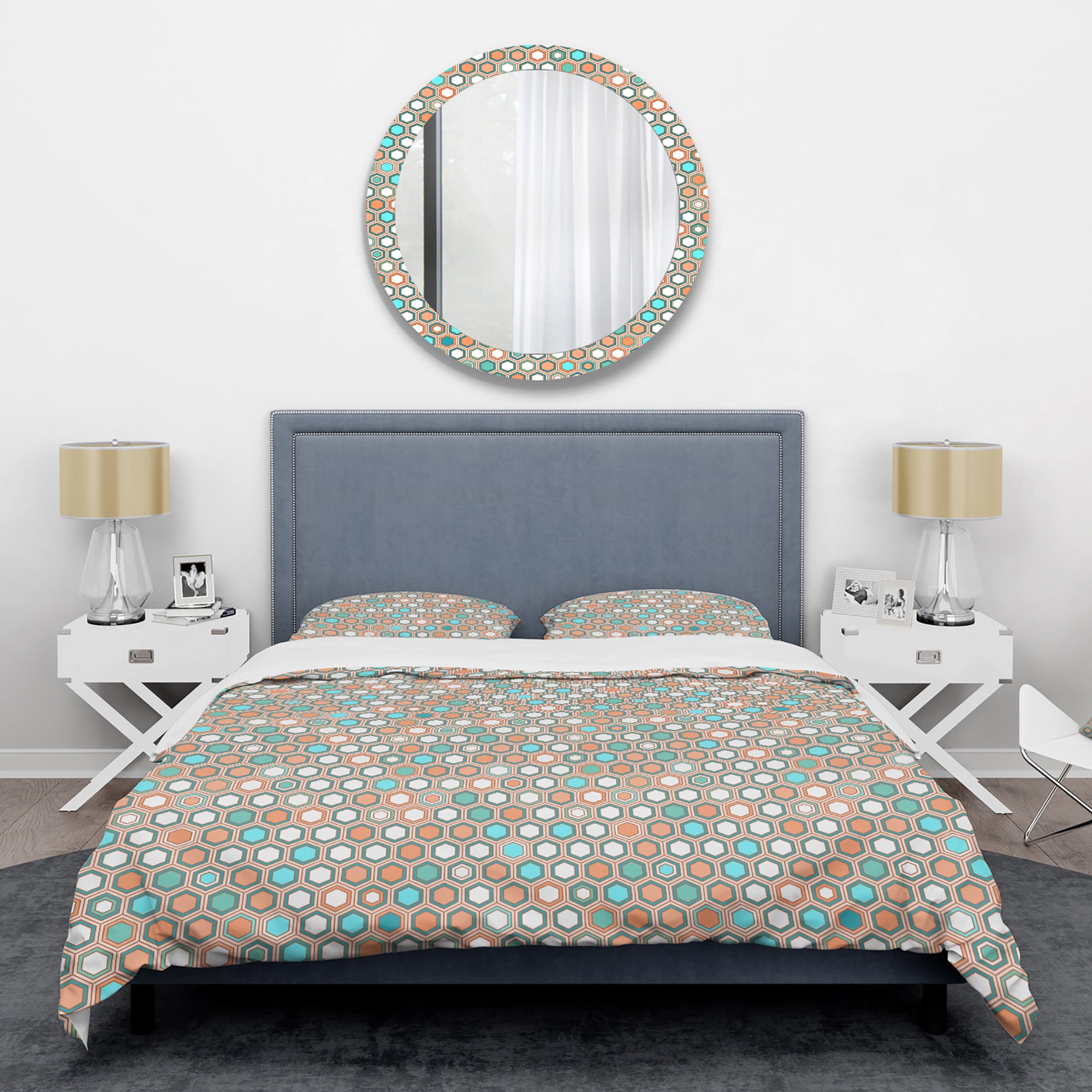 Designart 'Retro Hexagon Pattern III' Mid-Century Modern Duvet Cover Set