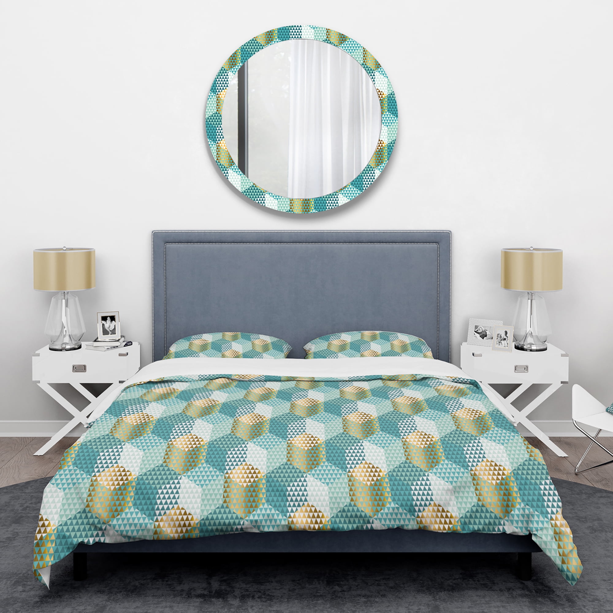 Designart 'Retro Hexagon Pattern IV' Mid-Century Modern Duvet Cover Set