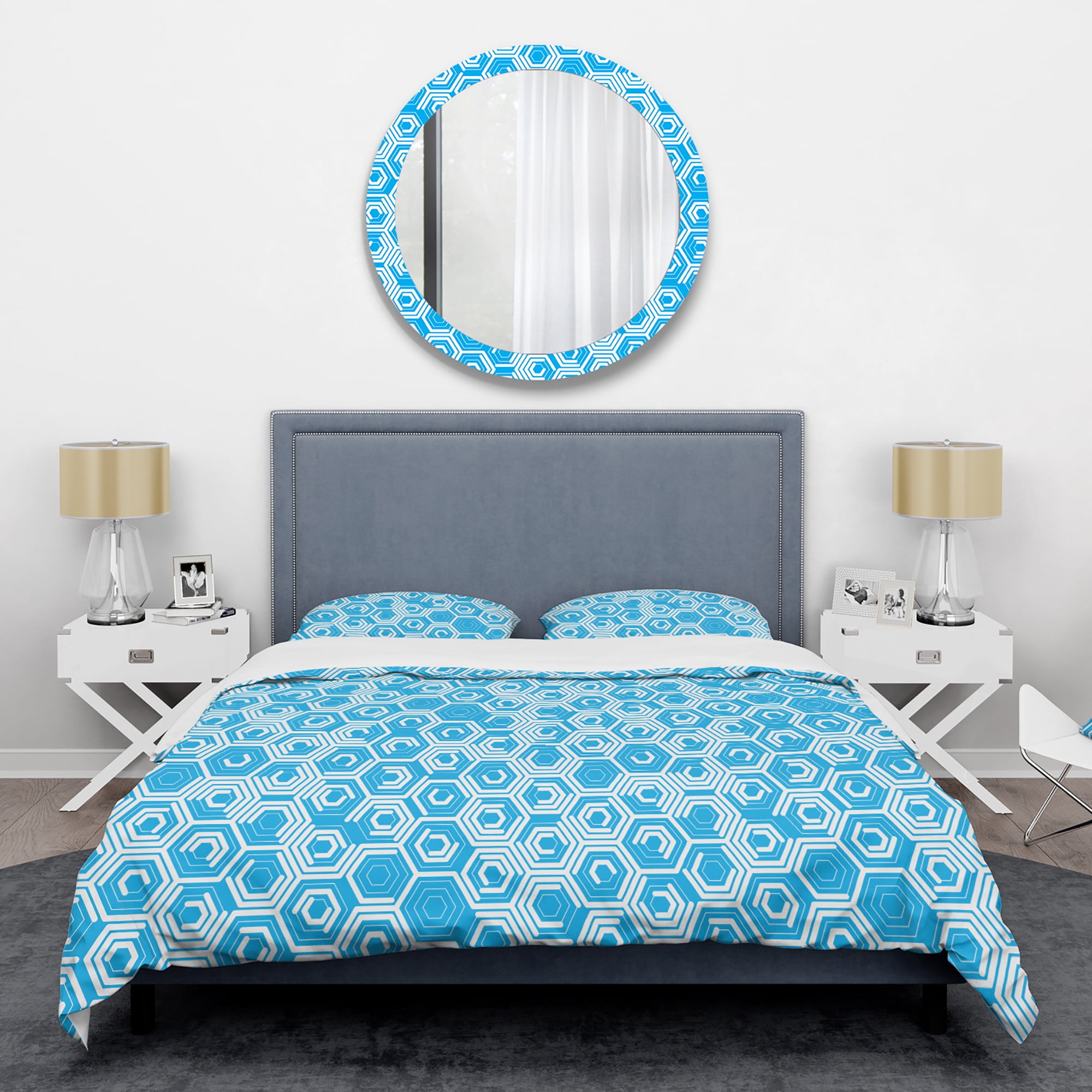 Designart 'Retro Hexagon Pattern VII' Mid-Century Modern Duvet Cover Set