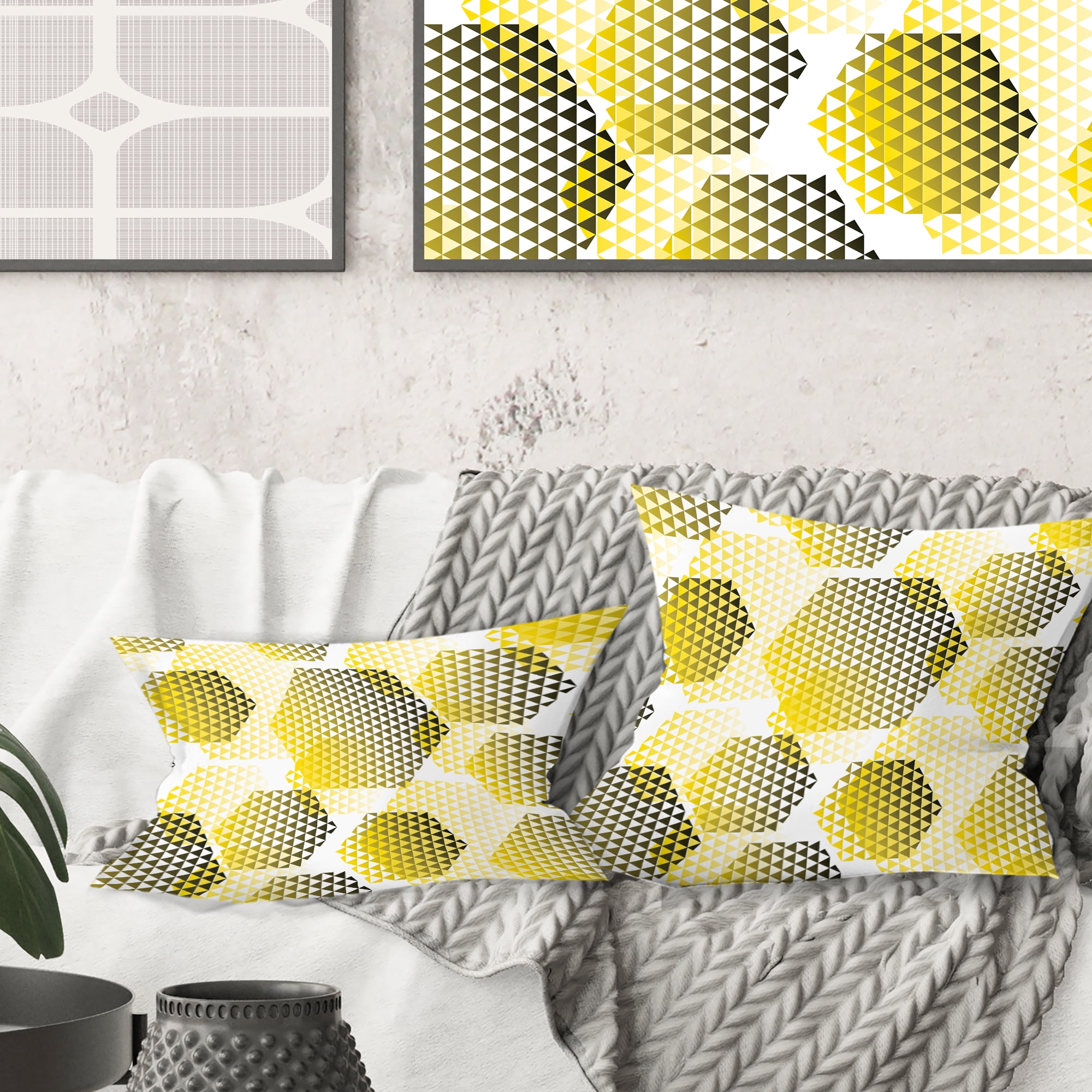 Designart Retro Hexagon Pattern XI' Mid-Century Modern Throw Pillow - 16x16