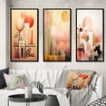 thumbnail image 1 of Designart "Retro Illustration of Oriental Boho City" Modern Geometric Framed Wall Art Set Of 3 - Beige Abstract Frame Canvas Set For Living Room Decor, 1 of 7