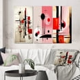 thumbnail image 1 of Designart "Retro Illustration Red and Blue Palette" Modern Geometric Wall Art Set Of 3 - Red Abstract Gallery Set For Office Decor, 1 of 7
