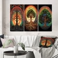 thumbnail image 1 of Designart "Retro Illustration Symbolic Tree of Life II" Landscape Trees Wall Art Set Of 3 - Trees Multicolor Canvas Set For Living Room Decor, 1 of 1