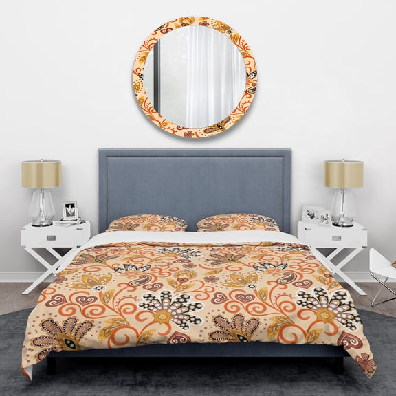 Designart 'Retro Indian Floral Batik III' Mid-Century Modern Duvet Cover Set