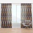 thumbnail image 1 of Designart 'Retro Luxury Waves In Blue and Gold I' Mid-Century Modern Curtain Panel, 1 of 4