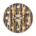 thumbnail image 1 of Designart 'Retro Luxury Waves In Blue and Gold I' Mid-Century Modern Wood Wall Clock, 1 of 5