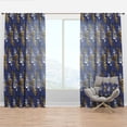 thumbnail image 1 of Designart 'Retro Luxury Waves In Blue and Gold III' Mid-Century Modern Curtain Panel, 1 of 4