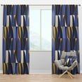 thumbnail image 1 of Designart 'Retro Luxury Waves In Blue and Gold IV' Mid-Century Modern Blackout Curtain Panel, 1 of 4