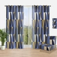 thumbnail image 1 of Designart 'Retro Luxury Waves In Blue and Gold IV' Mid-Century Modern Curtain Panel, 1 of 4