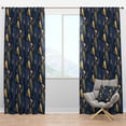thumbnail image 1 of Designart 'Retro Luxury Waves In Blue and Gold IX' Mid-Century Modern Blackout Curtain Panel, 1 of 4