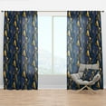thumbnail image 1 of Designart 'Retro Luxury Waves In Blue and Gold IX' Mid-Century Modern Curtain Panel, 1 of 4