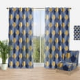 thumbnail image 1 of Designart 'Retro Luxury Waves In Blue and Gold VIII' Mid-Century Modern Curtain Panel, 1 of 4