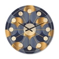 thumbnail image 1 of Designart 'Retro Luxury Waves In Blue and Gold VIII' Mid-Century Modern Wood Wall Clock, 1 of 5