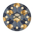 thumbnail image 1 of Designart 'Retro Luxury Waves In Blue and Gold VIII' Mid-Century Modern Wood Wall Clock, 1 of 5