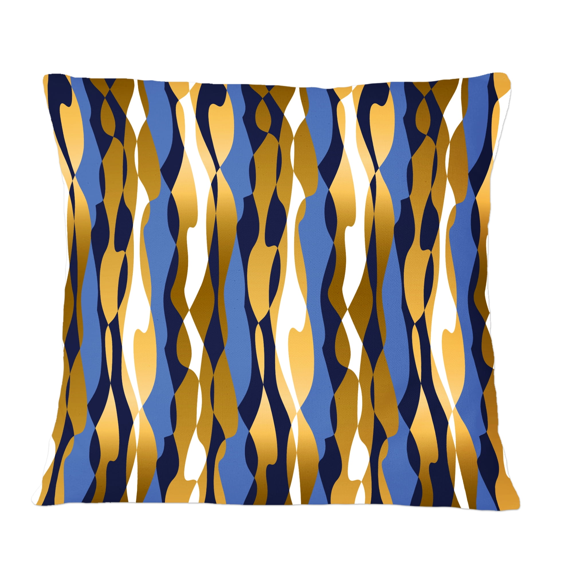 Designart Retro Luxury Waves In Gold And Blue I' Mid-Century Modern Throw Pillow - 12x20