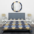thumbnail image 1 of Designart 'Retro Luxury Waves In Gold And Blue II' Mid-Century Modern Duvet Cover Set, 1 of 4