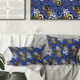 thumbnail image 1 of Designart Retro Luxury Waves In Gold And Blue III' Mid-Century Modern Throw Pillow - 18x18, 1 of 2