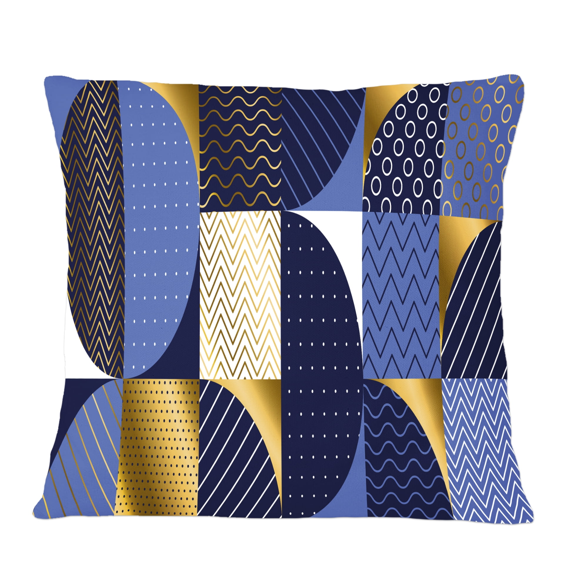 Designart Retro Luxury Waves In Gold And Blue IV' Mid-Century Modern Throw Pillow - 12x20