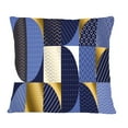 thumbnail image 1 of Designart Retro Luxury Waves In Gold And Blue IV' Mid-Century Modern Throw Pillow - 12x20, 1 of 2