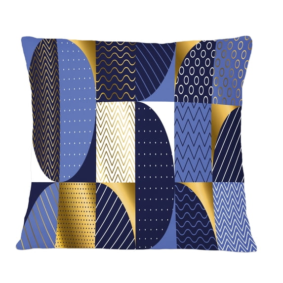 Designart Retro Luxury Waves In Gold And Blue IV' Mid-Century Modern Throw Pillow - 12x20